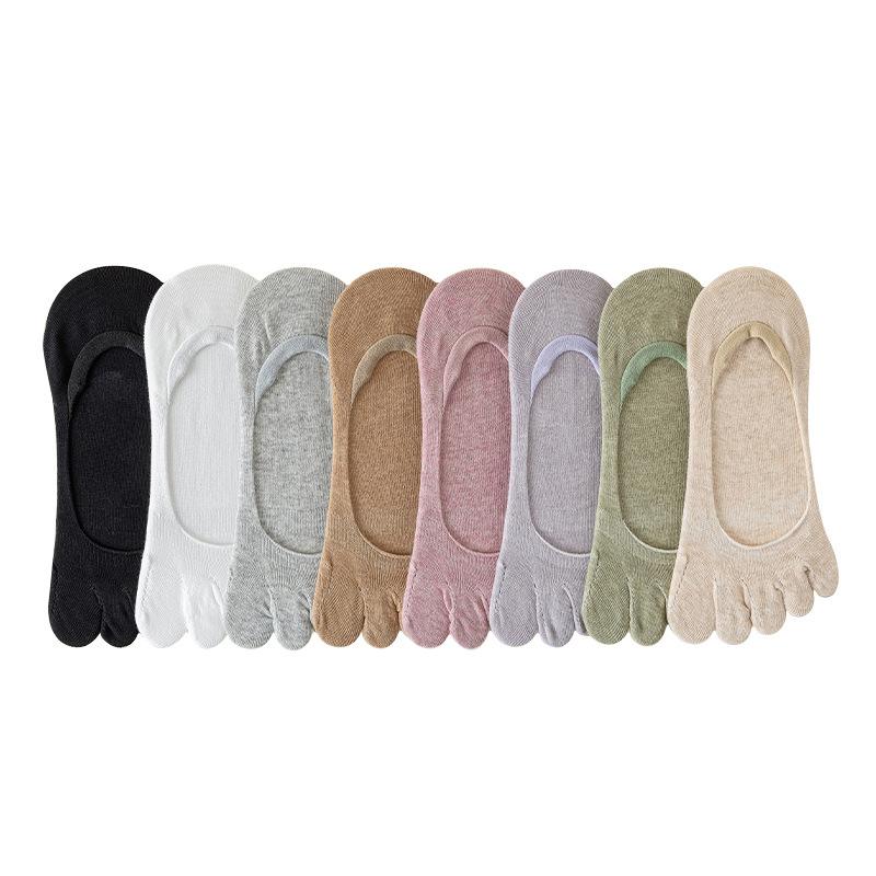 Women's Summer Thin Solid Color Mesh Boneless Anti Pilling Invisible Five Finger Socks