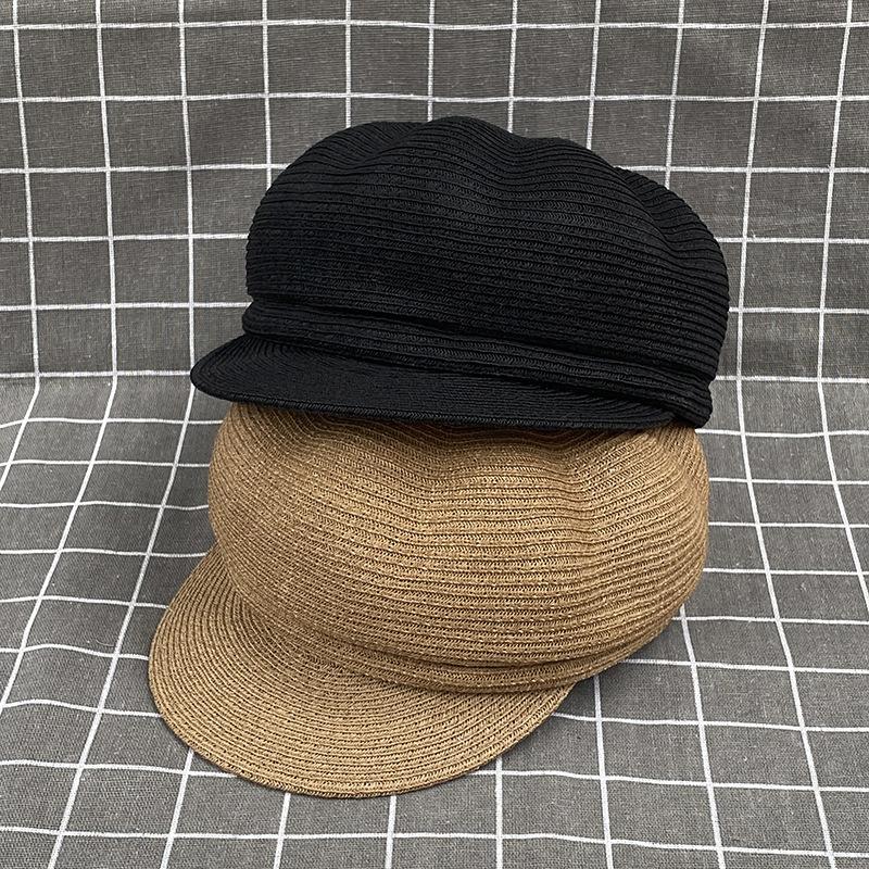 Summer Short Brim Pumpkin Hat Casual Sun Hat Newsboy Hat Duck Tongue Straw Hat Female Beret Octagonal Hat Tide