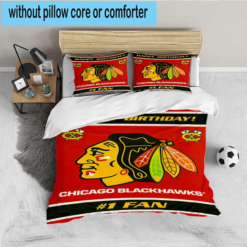 Chicago Hockey 3PCS Bedding set,Ideal for 1pc Duvet Cover And 2pcs Pillowcases Perfect for Fan gift,Ideal for Bedroom, Dormitory