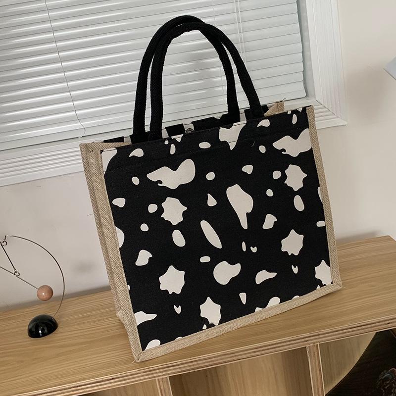 Linen Handbag, Shoulder Tote Bag, Female Student Large-Capacity Class Bag