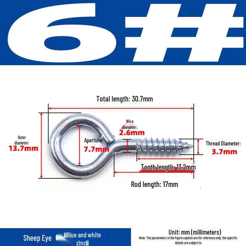 Sheep Eye Nail Hook with Ring, Self-Tapping Wood Screw, 9-Shaped Question Mark Lamp Hook for Windows.