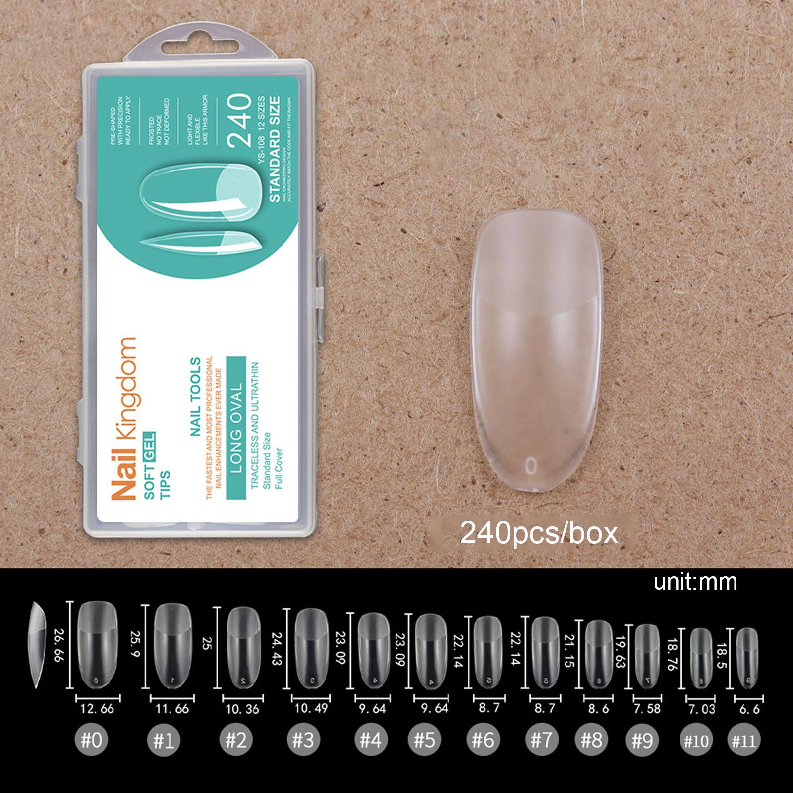 

Полуматовые накладные ногти Нажмите на накладные ногти Coffin Прозрачные миндальные искусственные ногти DIY Наращивание ногтей Маникюрный инструмент L-1