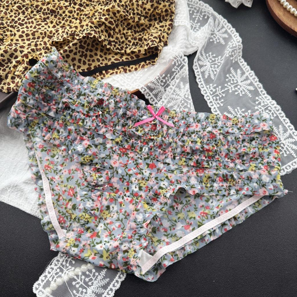 Ladies Spring and Summer Lovely Floral Leopard Print Cake Layer Wrapped Hip Briefs