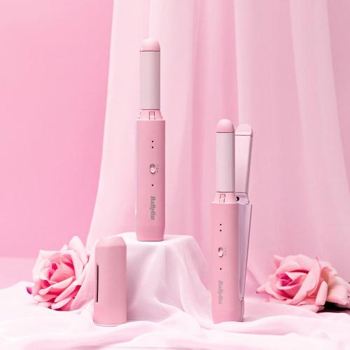 [Babyliss] Mini Portable Cordless USB-C 2-Way Hair Styler - Pink Blossom (BCD1030PIK)