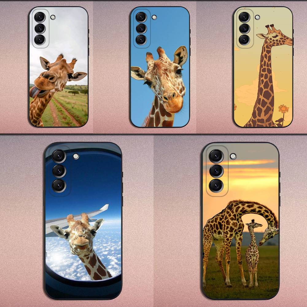 Cute Funny Animal Giraffe Phone Case For Samsung Galaxy A20,A21s,A22,A31,A32,A52,A53,A72,73,A80 Soft Black Cover