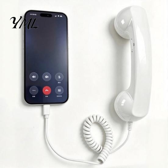 Type-C Landline Telephone Handset Vintage Receiver for Cell Phone, 3.5mm Wired Retro Phone Handset, Universal Smartphone Handheld