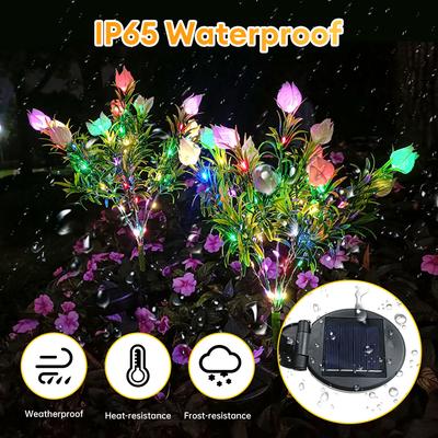 1pc Solar Garden Light 42LED Lantern Flower Lights Outdoor Waterproof Landscape Pathway Backyard Lawn Ground Solar Lamp
