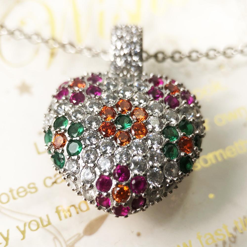 Necklace Heart Colorful Flower Summer New Romantic Fine Jewelry Europe 925 Silver Gift For Women