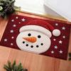 Christmas Snowman Red Star Pattern Doormat Non Slip Absorbent Floor Rug for Entryway Kitchen Bathroom Holiday Decor