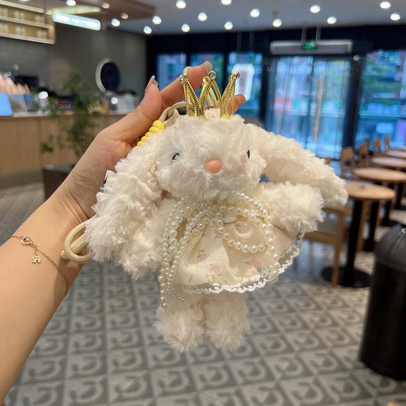 Girlish Heart Lop-Eared Rabbit Plush Pendant: Cute Cartoon Top Hat Keychain & Bag Charm