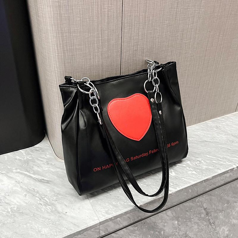 Stylish Streetwear Pu Tote Bag For Women 2023 New Spring Large Capacity Bag чёрный