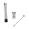 Stainless Steel Cocktail Jigger Muddler Stirring Spoon Set Bar Bartender Accessory
