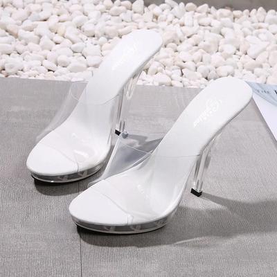 12cm Height Crystal Wedge Slippers Women's Summer Platform Non-slip Platform Platform Silky Sandals
