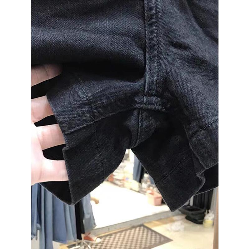 Black Elastic High-Waisted Denim Shorts for Women, Plus Size, Pear-Shaped Hip-Hiding, Slimming A-Line, Summer 2025.