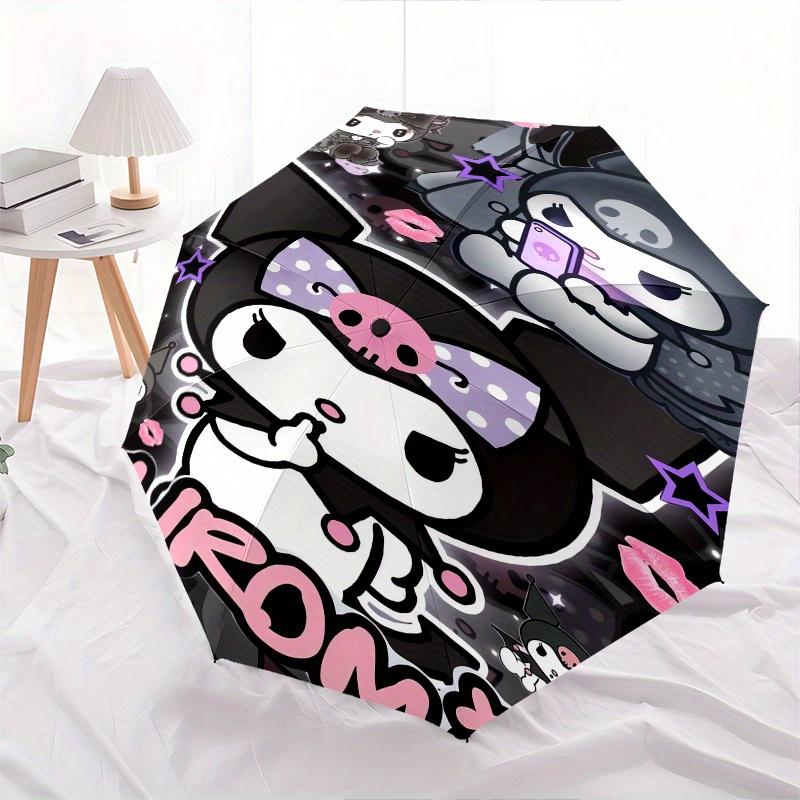 Kuromi,Sanrio Automatic Umbrella-Foldable, Durable 8-Bone Design, Compact and Stylish, Great for Camping, Halloween, Christmas, Mother's Day