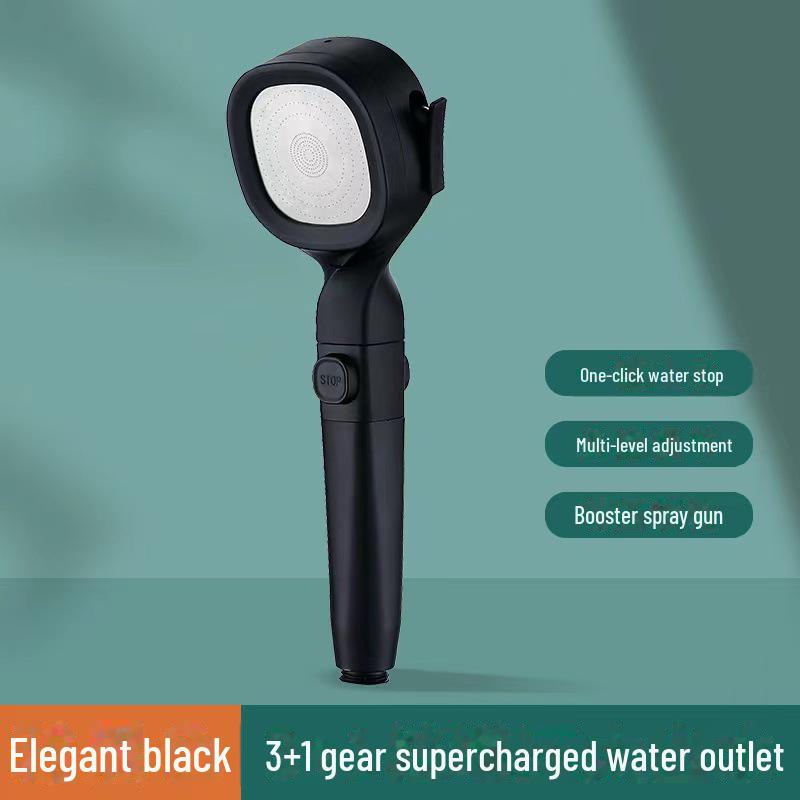 

Душевая лейка высокого давления для ванной комнаты с усилителем и водонагревателем Four-speed spray gun чёрный