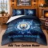 Manchester City Pattern Bedding 3Pcs Set Custom Name, Bed Sheet And Pillowcases For Home Bedroom