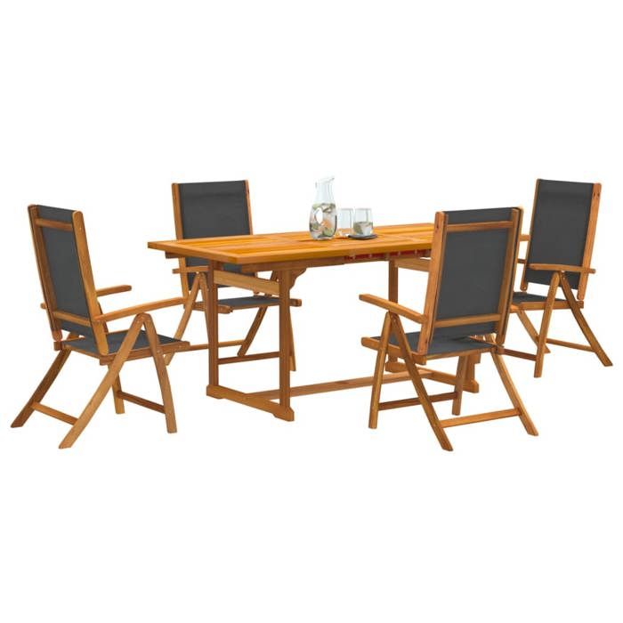 VidaXL Ensemble à manger de jardin 5pcs bois d'acacia solide textilène, ensemble à manger d'extérieur, meuble de salle à 3279268