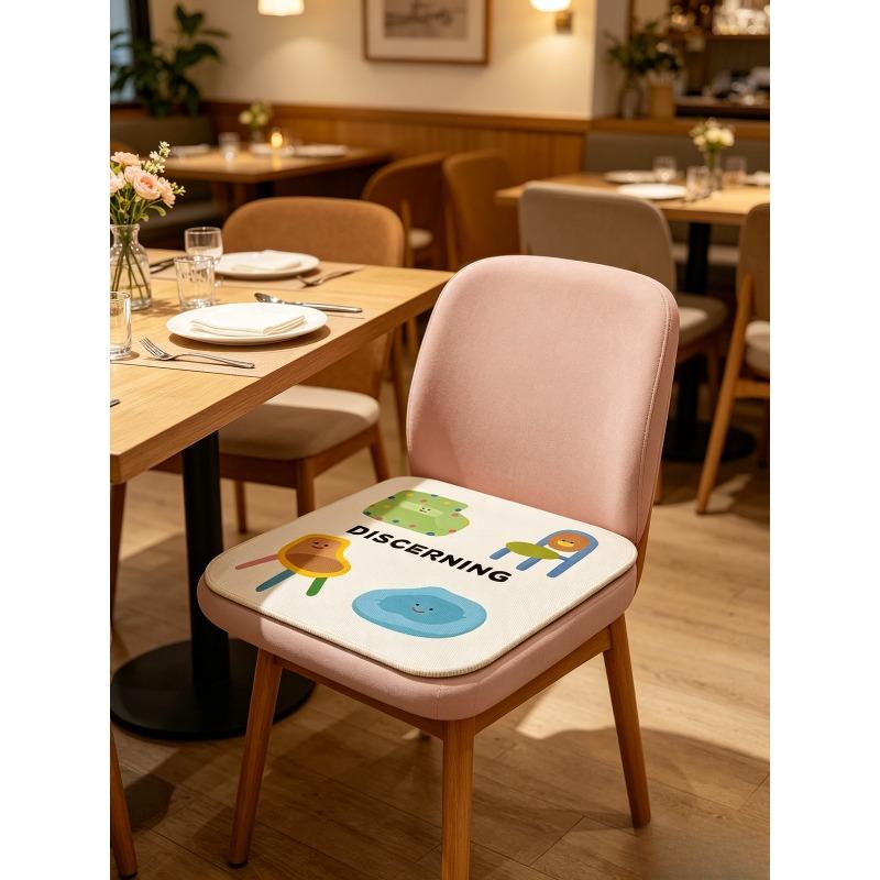 2pcs Cartoon Biscuit Ice Silk Cooling Cushion Breathable Chair Mat For Desk Dining Seat