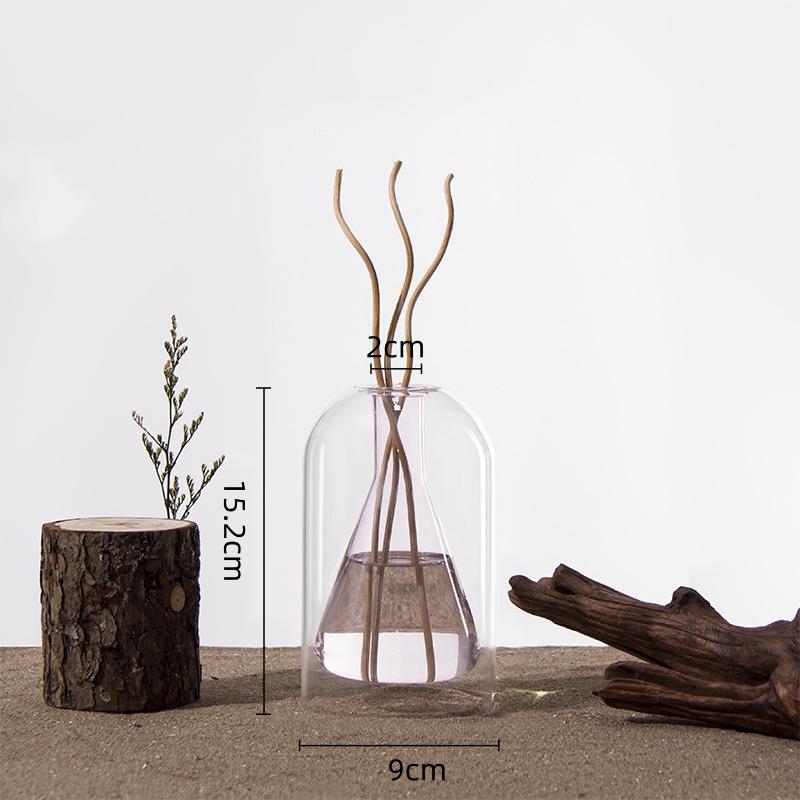 Transparent Double-layer Glass Vase Scented Bottle Candlestick Incense Base Terrarium Flower Vase Home Decoration Accessories