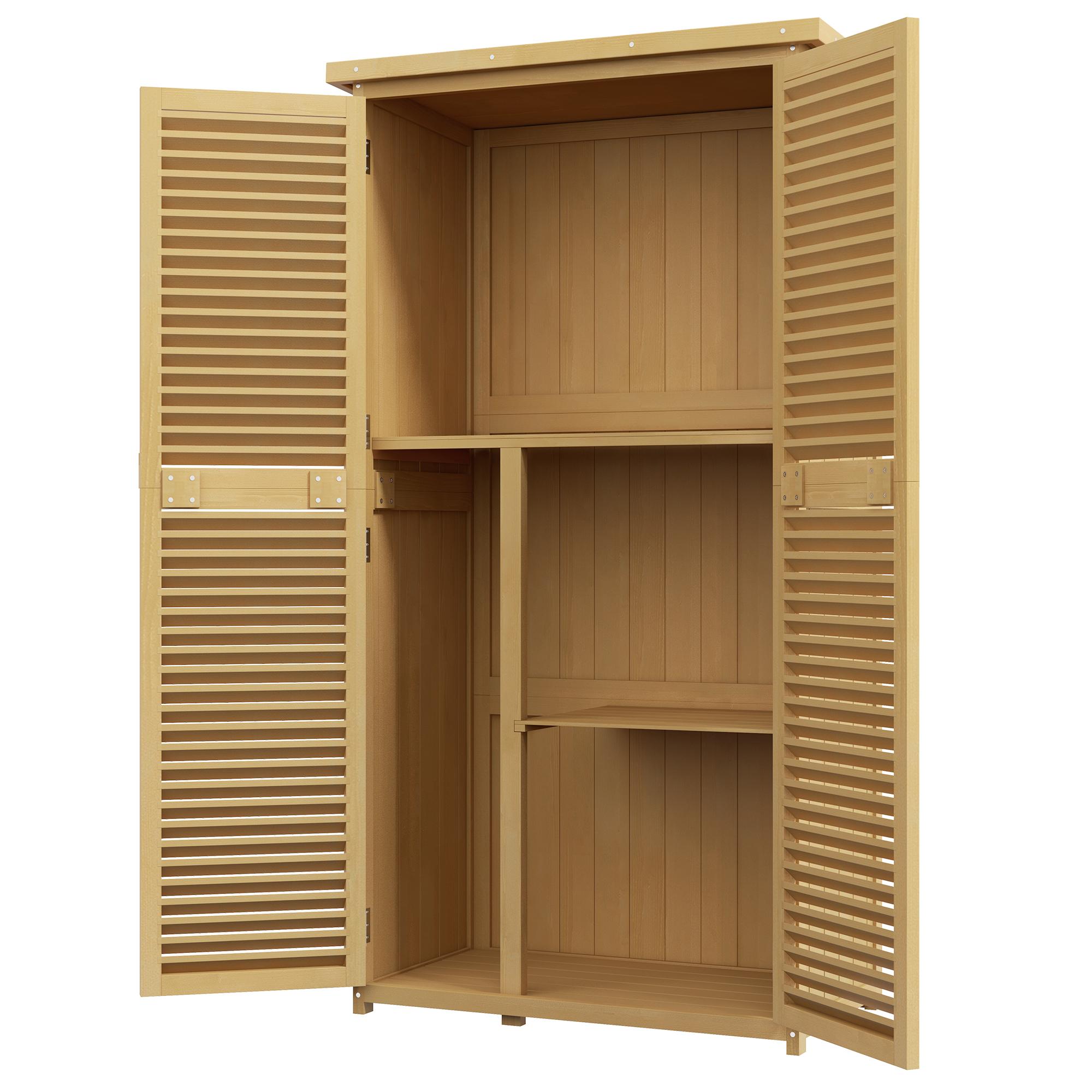 Coffre de jardin résistant aux intempéries 2 portes avec serrure Bois de pin 87L x 46,5l x 160H cm Jaune clair