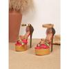 Sandali con Plateau Sexy Tacchi Alti Stile Sfilata Estiva per la Moda Donna Punta Aperta Fibbia di Cristallo Tacco a Spillo Scarpe da Sposa Stripper