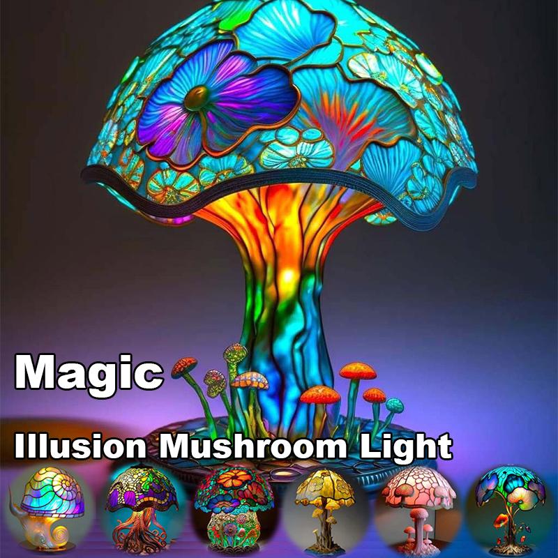 Creative Stained Plant Series Table Lamps Resin Colorful Bedroom Bedside Flower Mushroom Retro Table Night Lamp Atmosphere Light