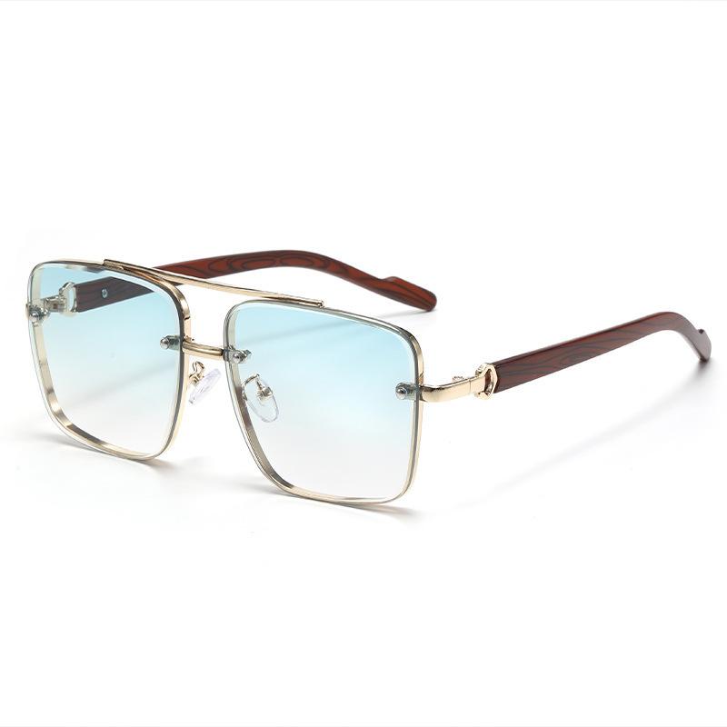 Non-polarized Trendy Double Bridge Metal Sunglasses Retro  Sunglasses Men Square Flat Top Double Bridges Sun Glasses Women Travel Fashion Eyeglass