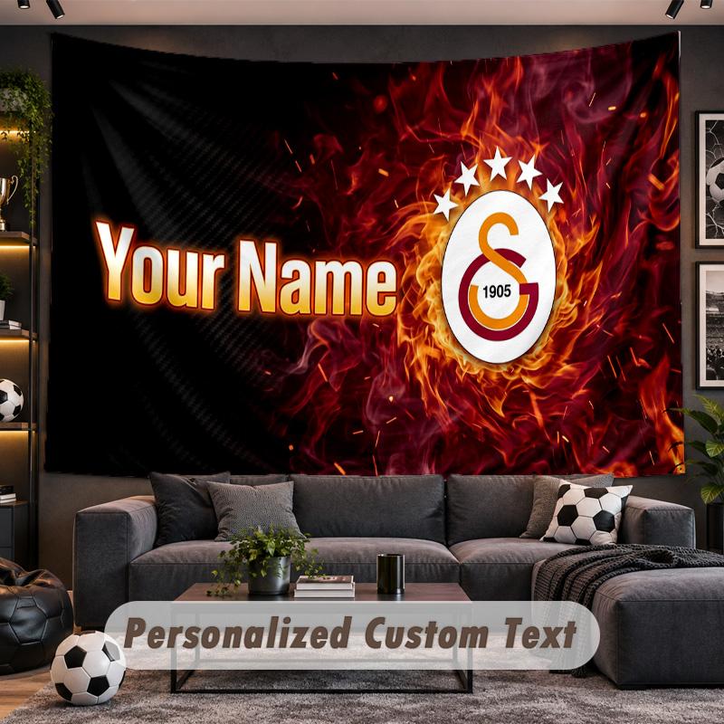 Galatasaray FC Personalized Tapestry Support Custom Name, Wall Art Home Decoration