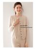 Retro Women's Grey Cable Knit Cashmere Cardigan Sweater - Round Neck, Long Sleeve, Open Front