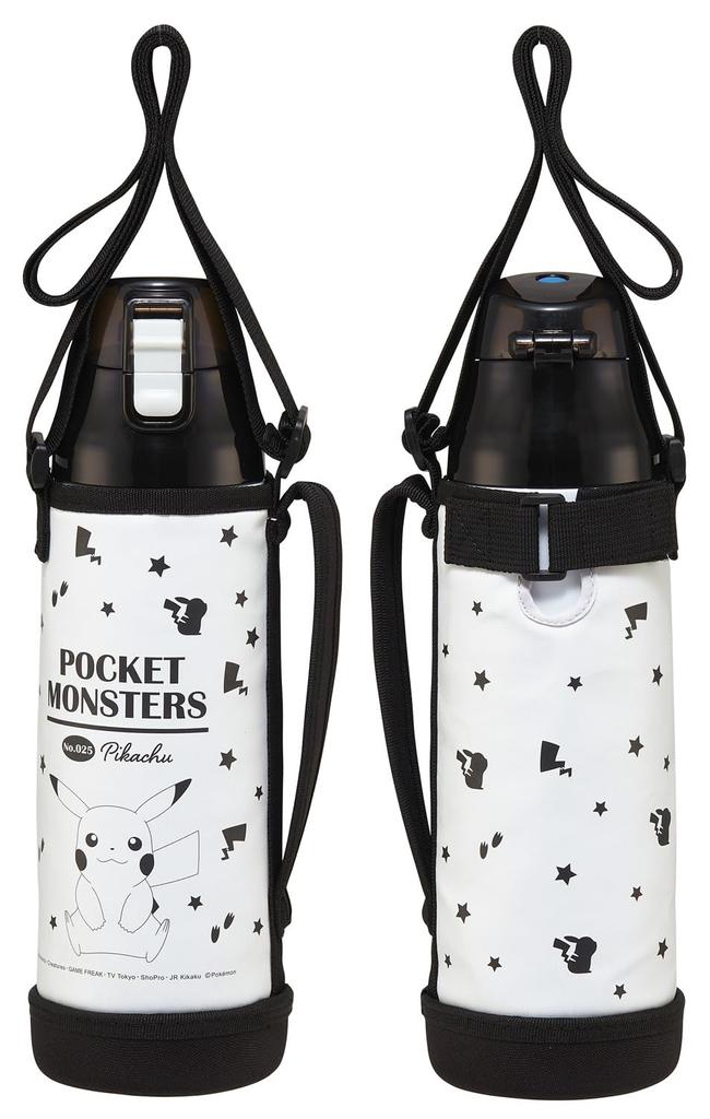 Skater One Push Direct Drinking Water Bottle with Cover and Lock 990ml Stainless Steel Cold Storage Pocket Monster Pokemon Pikachu Face Direct Bottle
