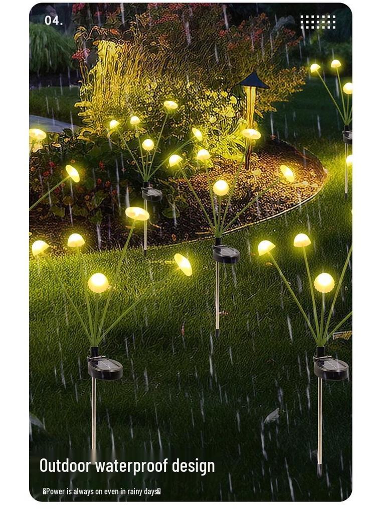 Pilzform Solar-LED-Lichterkette, Wasserdichte Outdoor-Campinglichter, Quallen-Design mit Windbetrieb