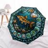 Marine Life Glass pattern umbrella, portable and foldable design, 8 ribs, a casual accessory for Halloween, Christmas, and birthday gifts.