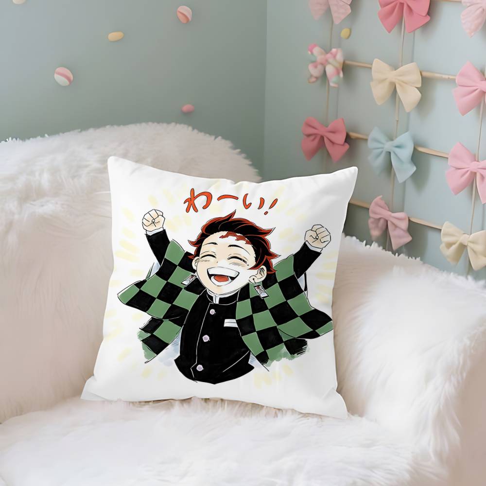 Amine K-Kimetsu No Yaibas Case Plush Fabric Soft Pillowcase Double Sided Print Cushion Cover Household Gifts