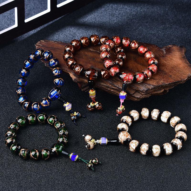 

Gold Sand Incense Ash Glaze Bracelet: Cultural & Creative Jewelry for Men & Women, Perfect for Couples Women s White: 10-12mm Random