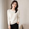 Women Crew Neck Solid Color Knit Sweater Long Sleeve Loose Fit Casual Ladies All Match Autumn Winter Basic Pullover