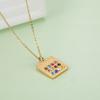 Dawapara 12 Birthstones Rhinestone Pendant Necklace Hebrew Lucky Amulet Je Tribes Filled Pendant Stainless Steel Jewelry