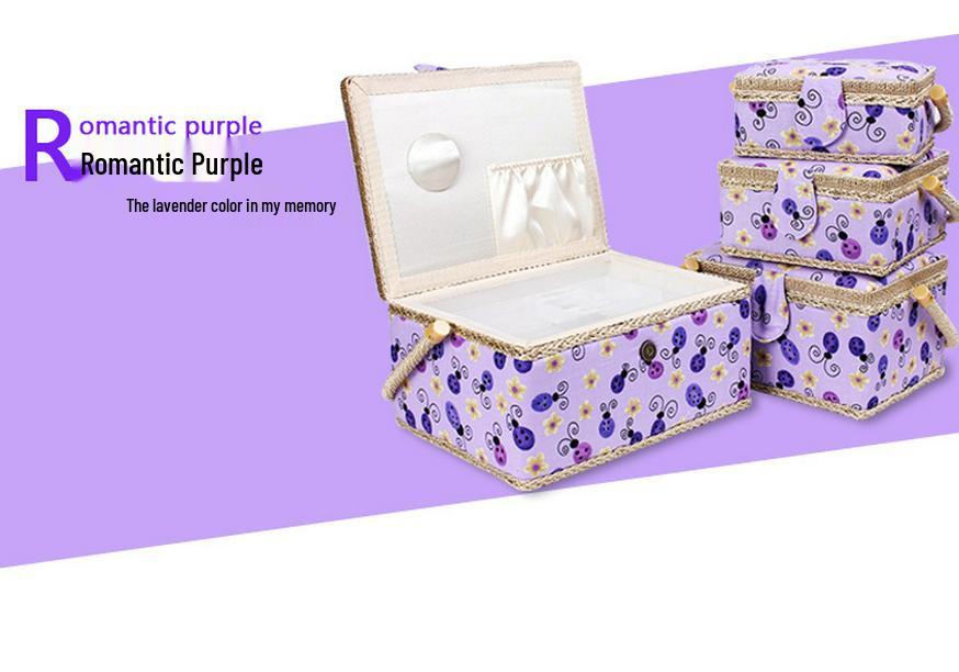 European Style Large Household Sewing Kit - Portable Fabric Storage Basket with DIY Supplies, Needle, and Thread.