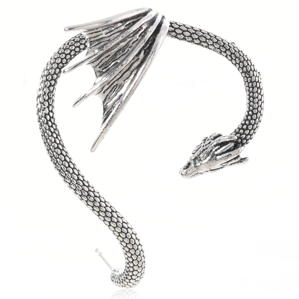 Gothic Punk Dragon Shape Earrings 2025 Trend New Design Vintage Alloy Flying Dragon Ear Cuffs Women Party Accessories