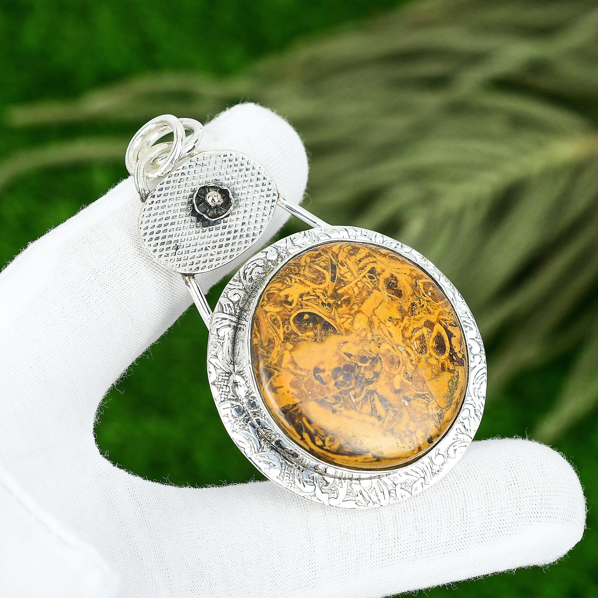 

Gift For Women Pendant 925 Sterling Silver Natural Mariam Jasper Gemstone