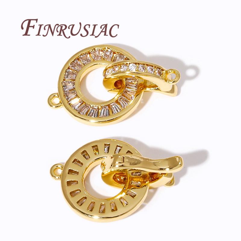 18K Echtgold Plated Runde Verbinder-Verschlüsse Für Armbänder,Verschluss Für Schmuckherstellung,Endkappen-Verschluss Verbindungs-Elemente