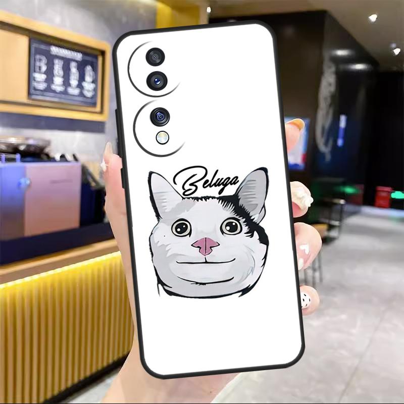 Beluga Cat Meme Face Smiling For Honor Magic 8 7 6 Pro Case For Honor 200 400 50 70 90 Lite X8c X8b X9a X9b X9c X9d Win RT