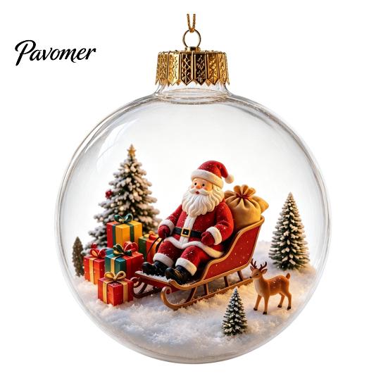 Winter Holiday Home Decor Light Up Christmas Scene Ball Ornament with Warm LED Glowing Story for Reusable Hanging Ornaments Tree and Festive