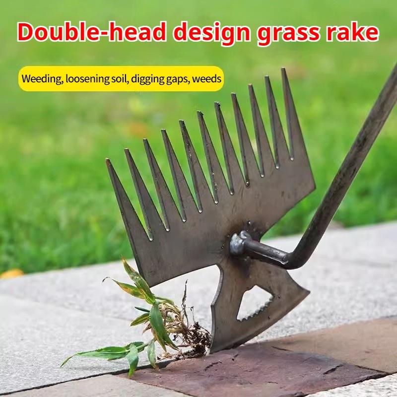 Manganese Steel Weeding Rake Double-End Rake Shovel Multi-Purpose Digging Vegetables Loosen Soil Gardening Planting Hand Tools