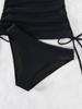 2024 European & American Solid Color Tankini with Spaghetti Straps - Women's Conservative Split Bikini Swimwear