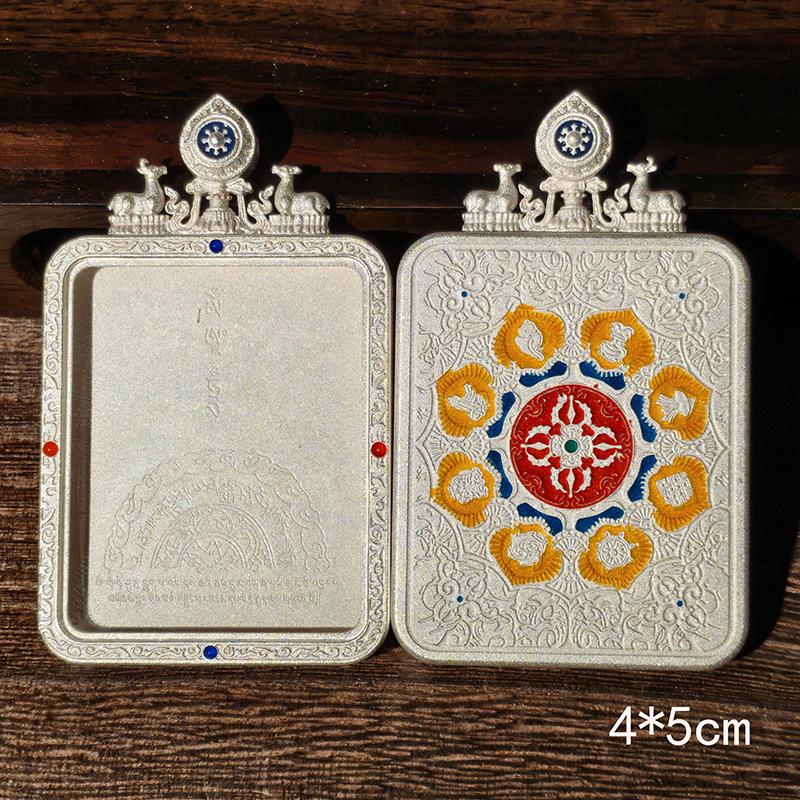 Tibetan Thangka Titanium Steel Gold Silver Pendant: Single/Double-Sided Benming Buddha Amulet