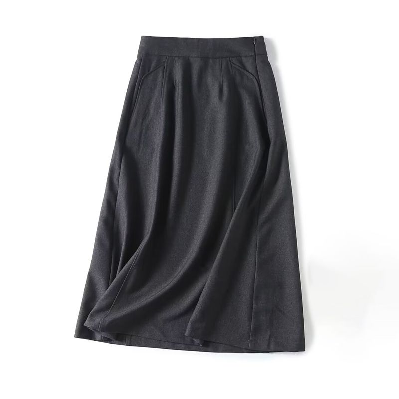 

MD Women s Clothing New Elegant Elegance Skirt Minimalist Advanced Texture A- line Skirt Female 05264736802 Grey S