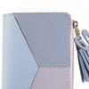 Women Wallet PU Leather Zipper Closure Multi Pocket Color Splicing Trendy Practical Lady Wallet Blue Free Size