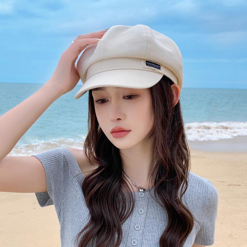 Sommerhut Damen Qualität Urlaubsstil achteckiger Hut Sommer Gesicht klein dünn Schiebermütze