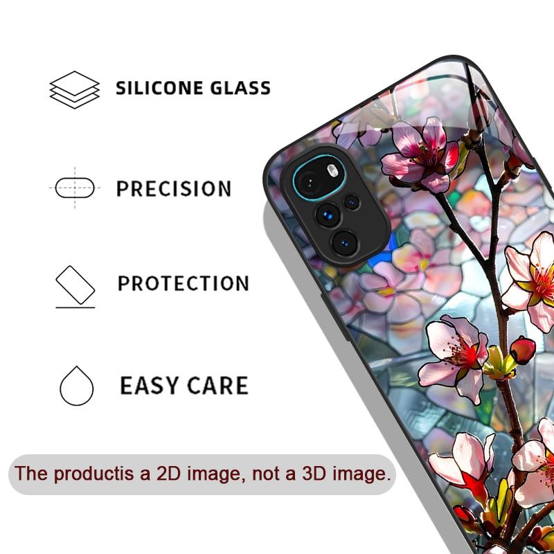 Orchid Flower Lotus Blooming Large Petals Tempered Glass Phone Case for Motorola Moto G85 G84 Edge 50 Fusion 40 Neo 30 Pro Cover